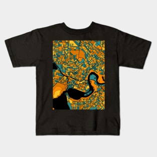 Perth Map Pattern in Orange & Teal Kids T-Shirt